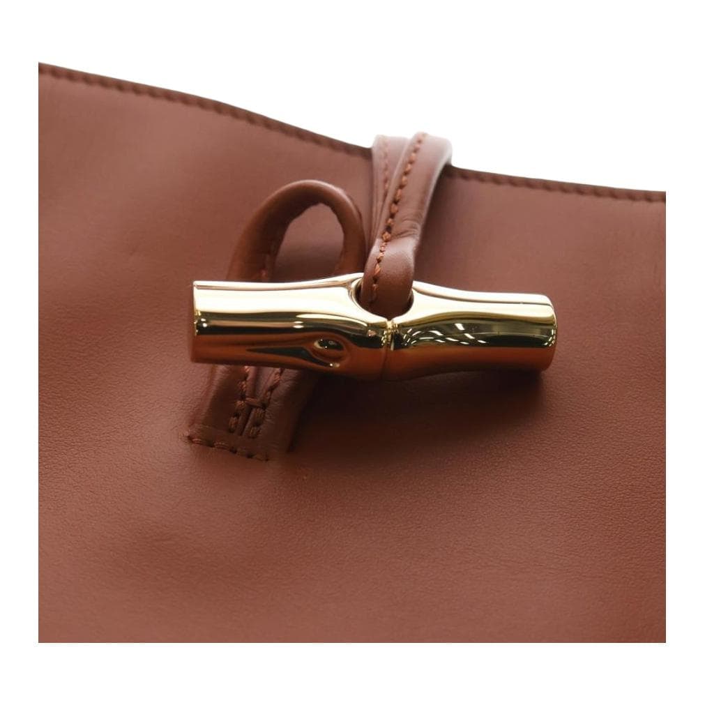Сумка LONGCHAMP Le Roseau Сумка-ведро из телячьей кожи через плечо мини-версия женская коричневая - изображение 3