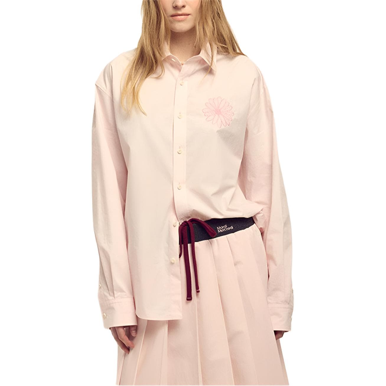 Блузка MARDI MERCREDI SS26 Хлопковая рубашка из поплина цвет светло-розовый лаковый корейский стиль женская - изображение 1