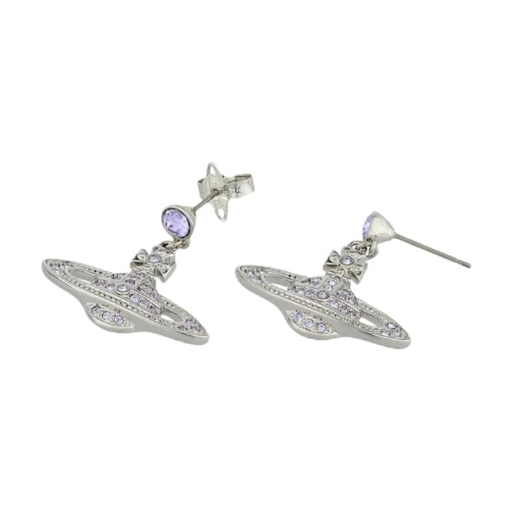 Серьги Серьги Vivienne Westwood Унисекс Серебряные Лавандово-фиолетовые с алмазами - изображение 2