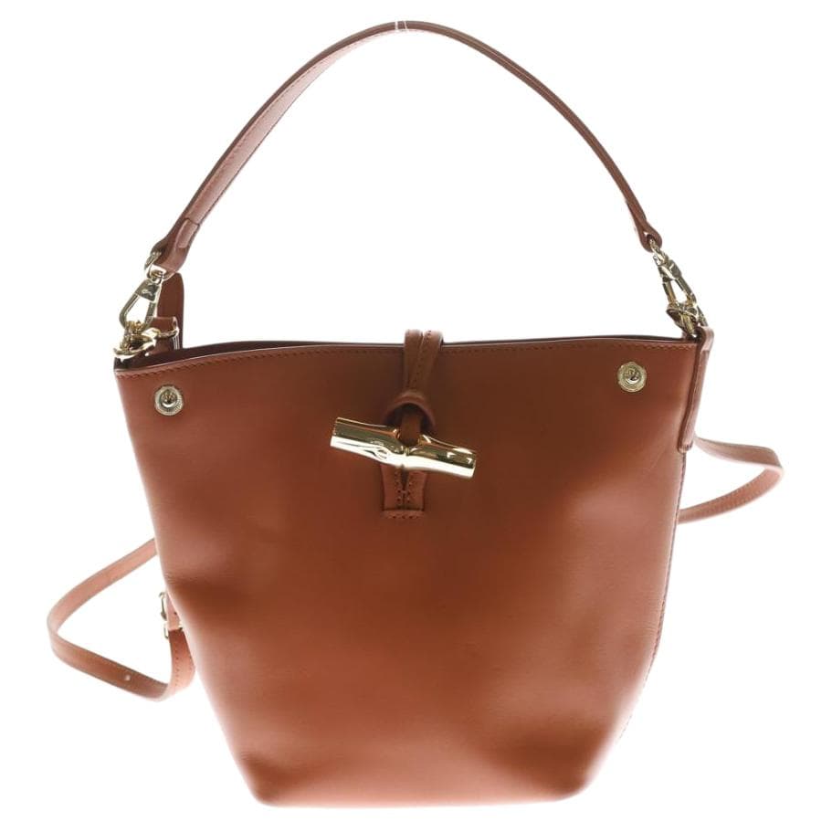 Сумка LONGCHAMP Le Roseau Сумка-ведро из телячьей кожи через плечо мини-версия женская коричневая - изображение 1
