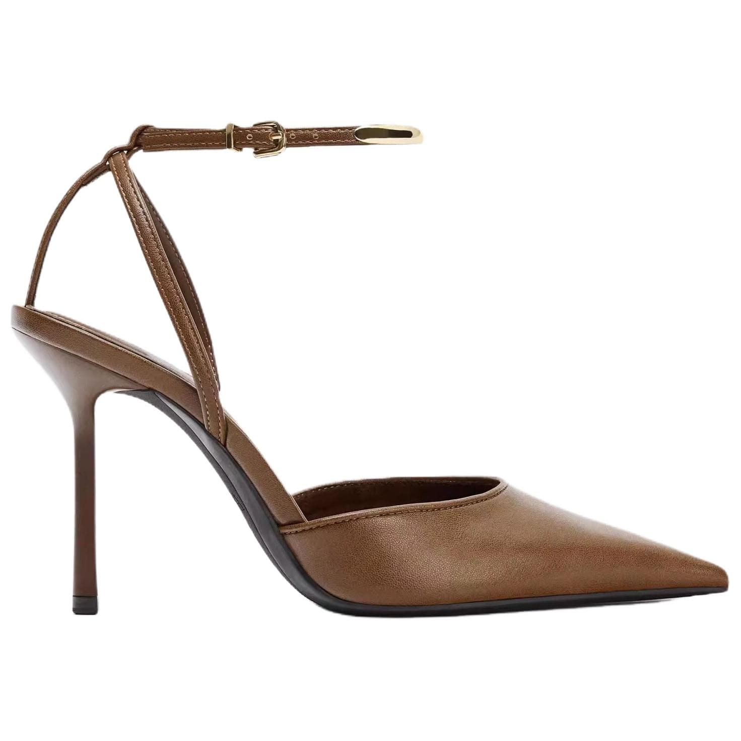 Туфли ZARA PU (полиуретан) Узкий каблук Высокие каблуки 10,5 см Женские Коричневый - изображение 2