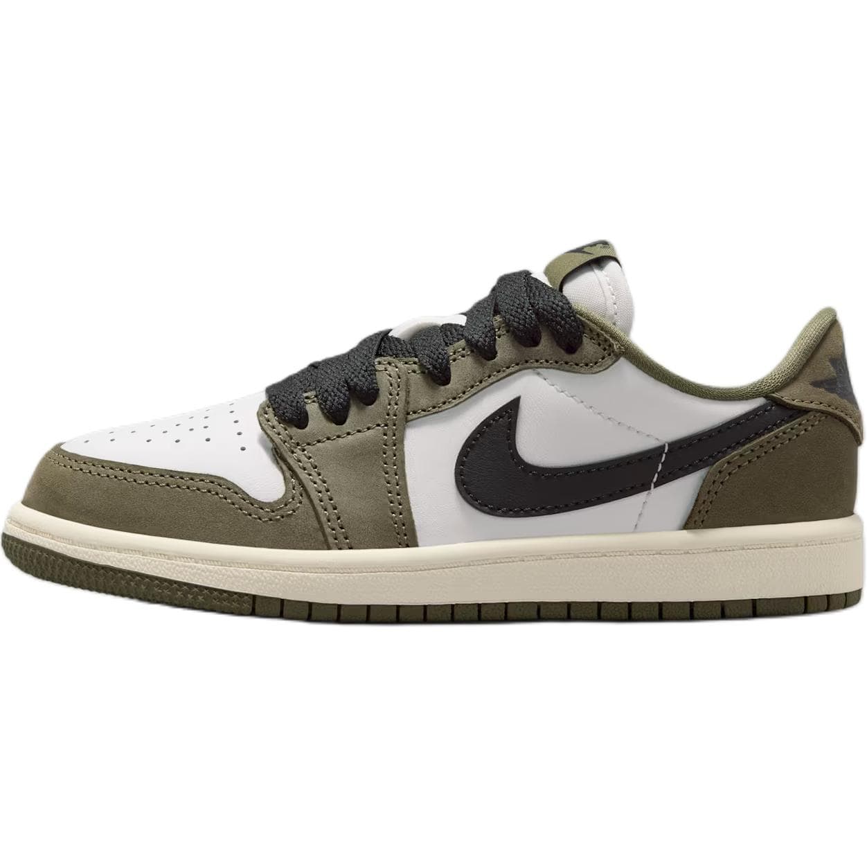 Кроссовки для баскетбола Jordan Air Jordan 1 Low Топ Баскетбольные кроссовки Белый Зеленый Детский - изображение 1