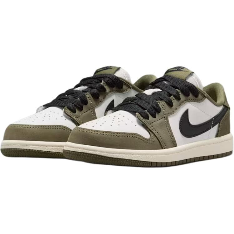Кроссовки для баскетбола Jordan Air Jordan 1 Low Топ Баскетбольные кроссовки Белый Зеленый Детский - изображение 3