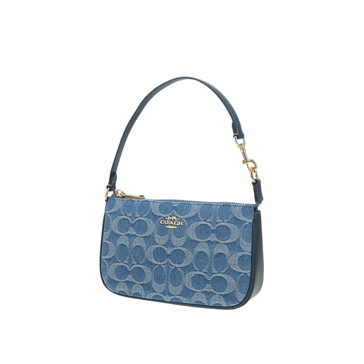 Мини-сумка Coach Nolita Деним с Гладкой Кожей Сумка через плечо Маленькая Женская Морской Синий - изображение 2