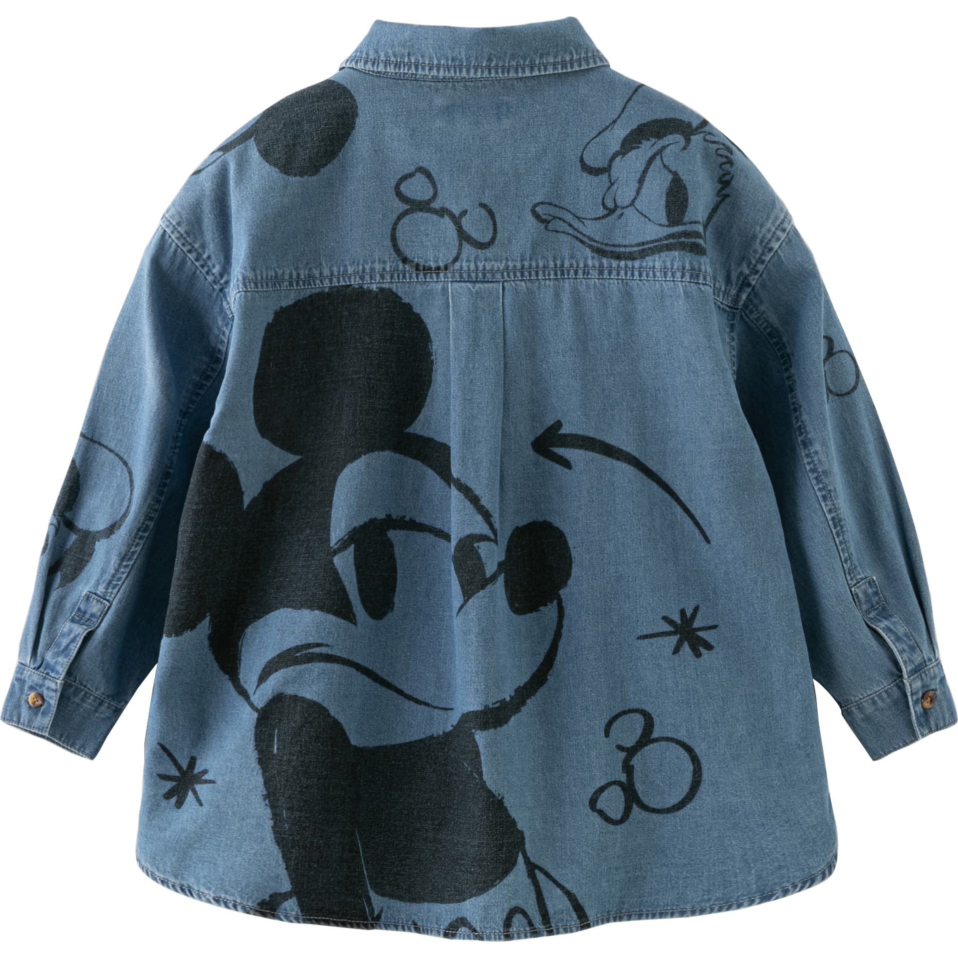 DAVE&BELLA x Disney Винтажный деним синий рубашка с силуэтом Микки Мауса 100% хлопок Тип A Для родителей и детей Детский - изображение 2