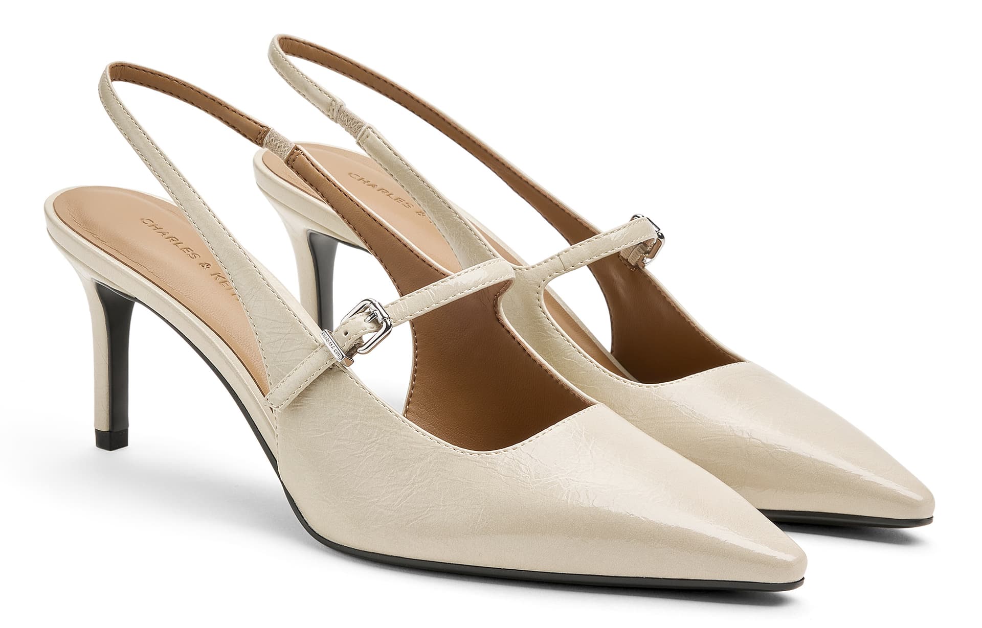 Туфли CHARLES&KEITH Весенние элегантные туфли Мэри Джейн с узким каблуком 7 см - изображение 2