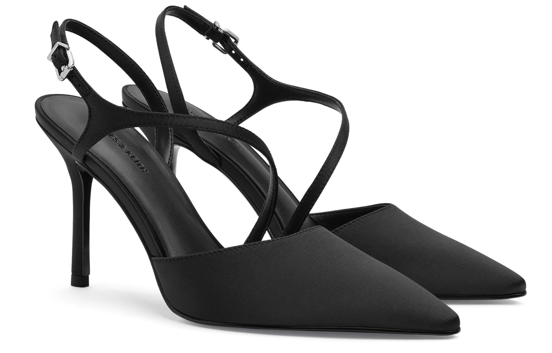 Туфли CHARLES&KEITH PU ткань Весна Элегантный заостренный носок ремешок Увеличение роста Узкий каблук Высокие каблуки 9 см Женский - изображение 2