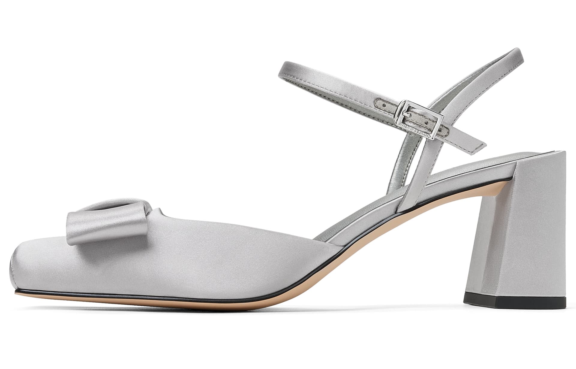 Туфли CHARLES&KEITH Весенние атласные туфли с квадратным носком и бантом на грубом каблуке 6,5 см - изображение 2