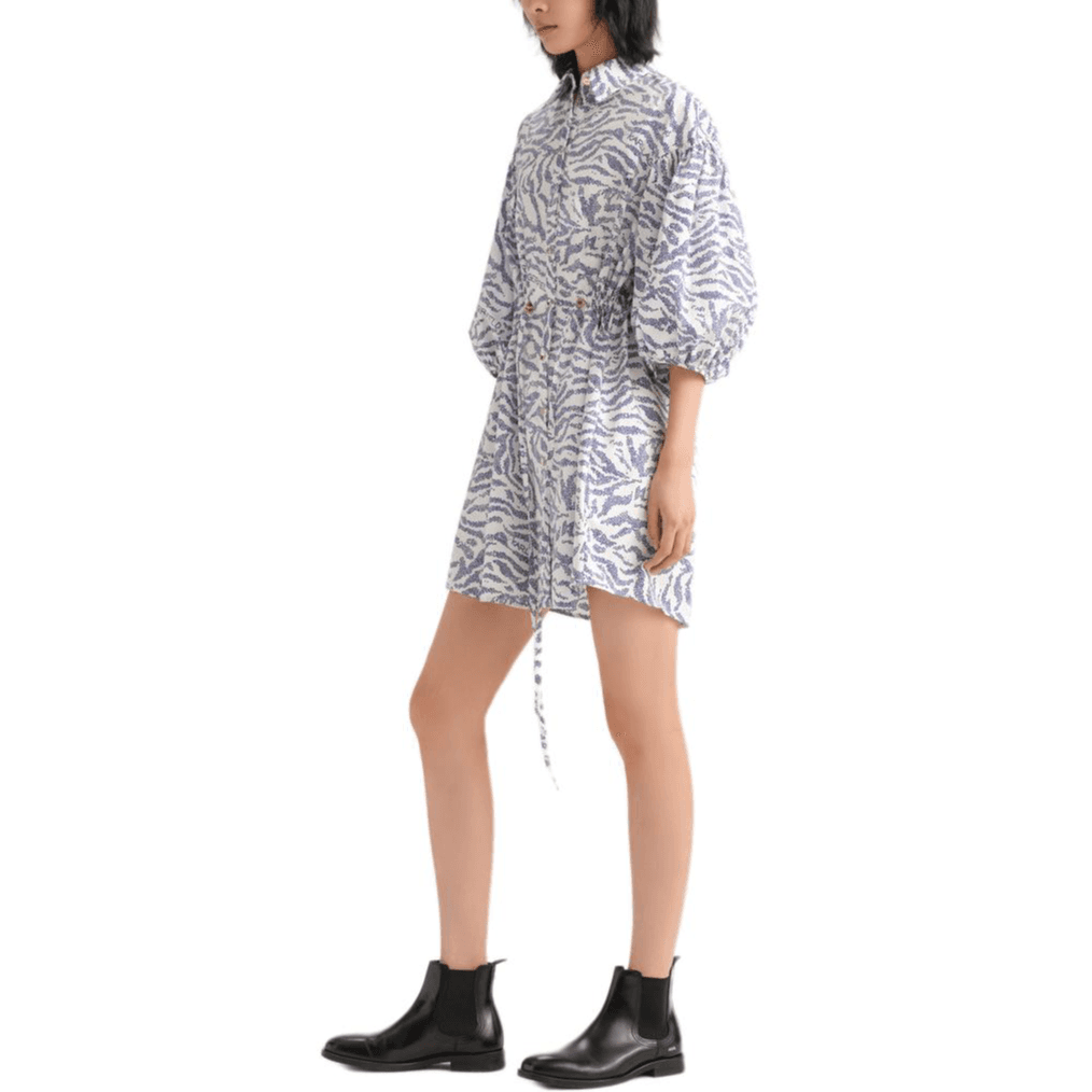 Платье KARL LAGERFELD Короткий Sleeved Платье Women's White Синий - изображение 4