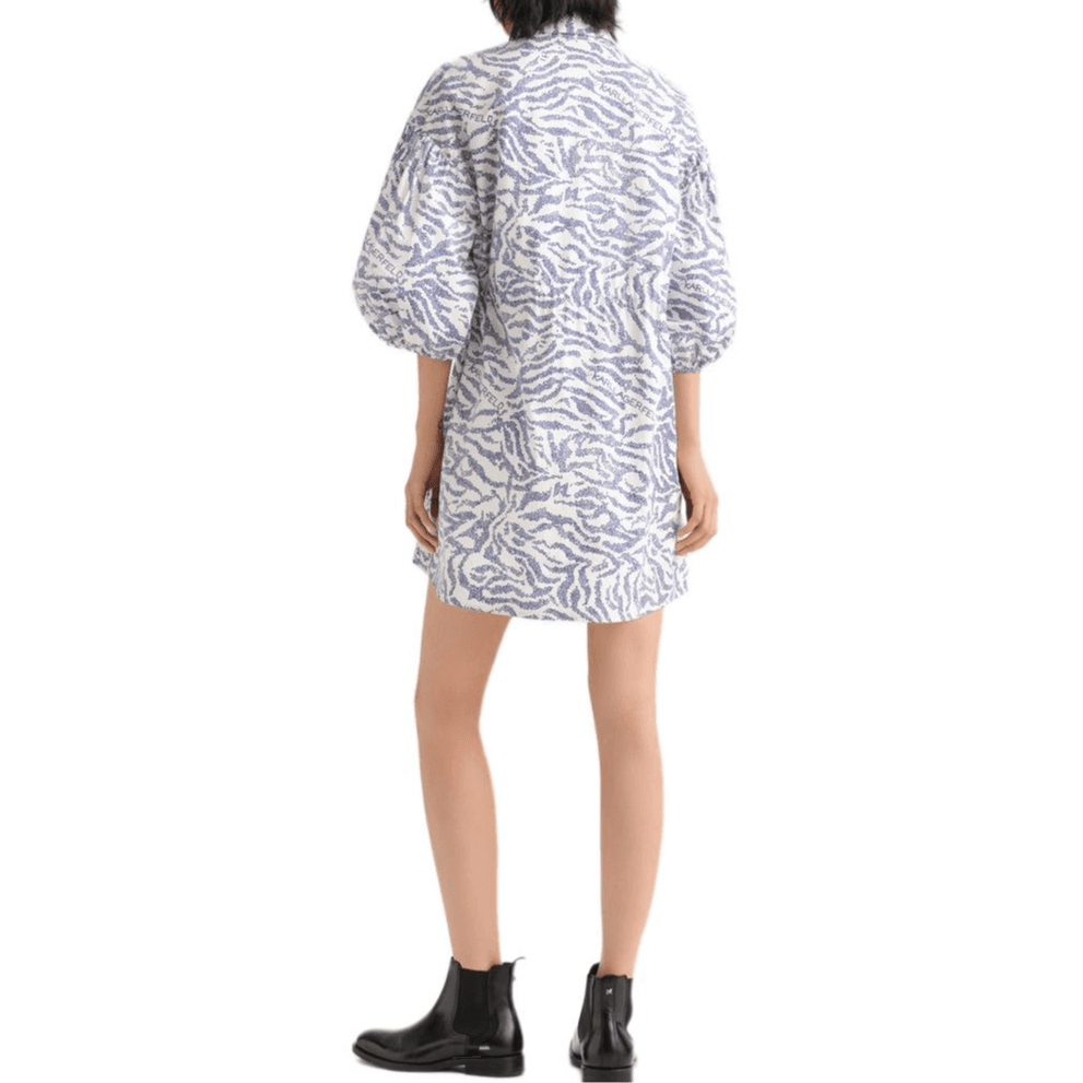 Платье KARL LAGERFELD Короткий Sleeved Платье Women's White Синий - изображение 3