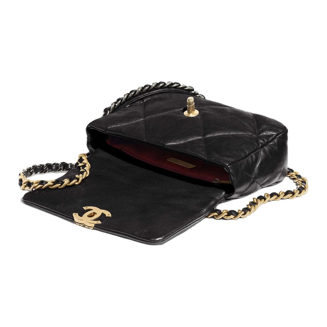 Сумка через плечо CHANEL 19 Bag Small Black Lambskin Double Chain - изображение 5