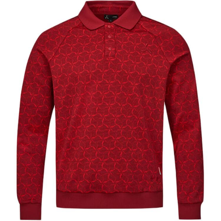 Поло LI NING 1990 Темный Малиновый Жаккардовый трикотаж Мужская Поло - изображение 1