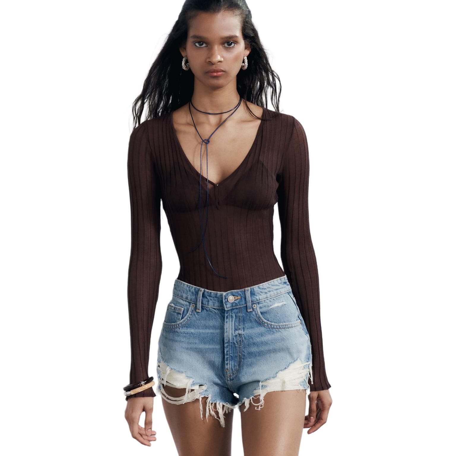ZARA Светло-синие Женские Джинсовые Шорты - изображение 3