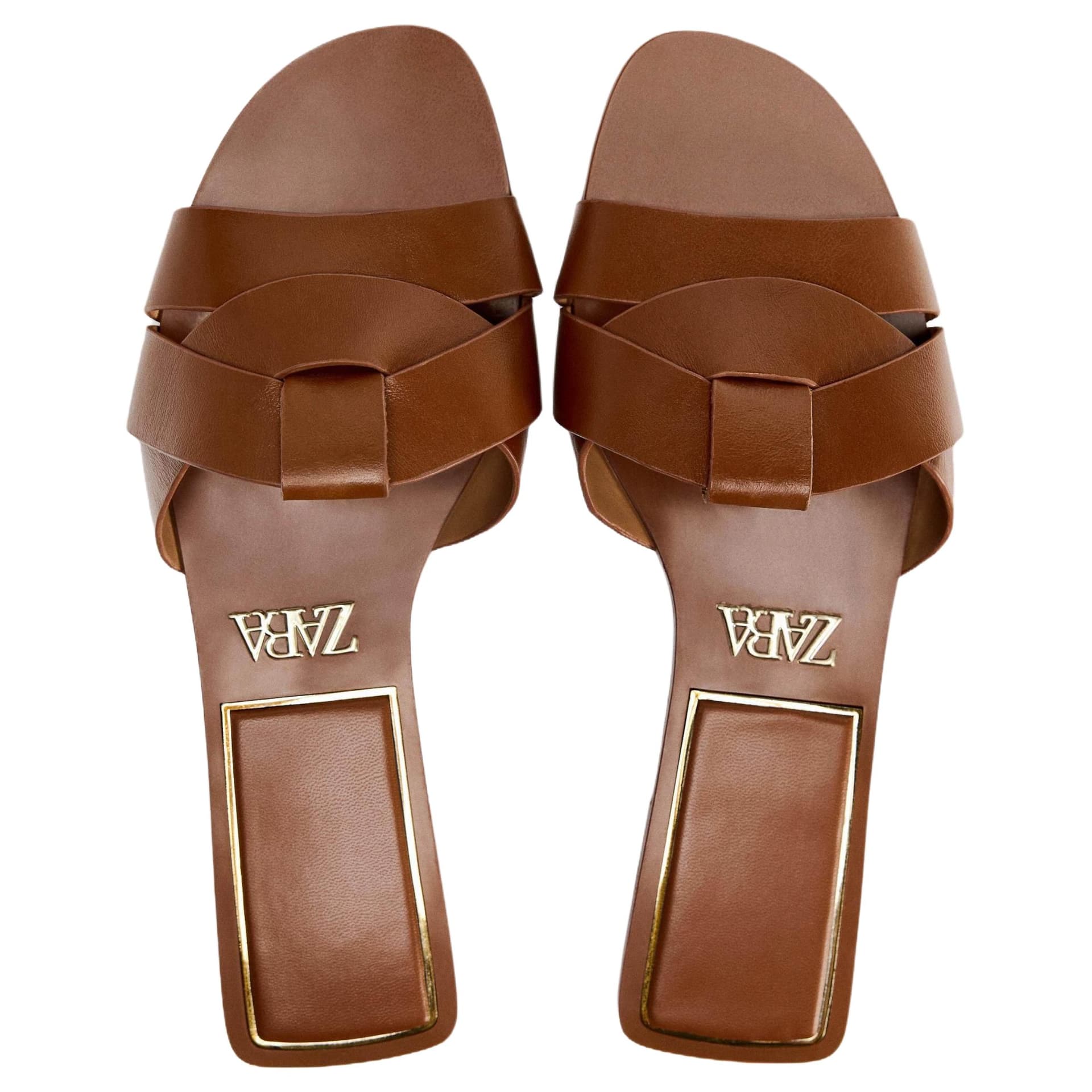 Сандалии ZARA Шлепанцы Женские Коричневые - изображение 2