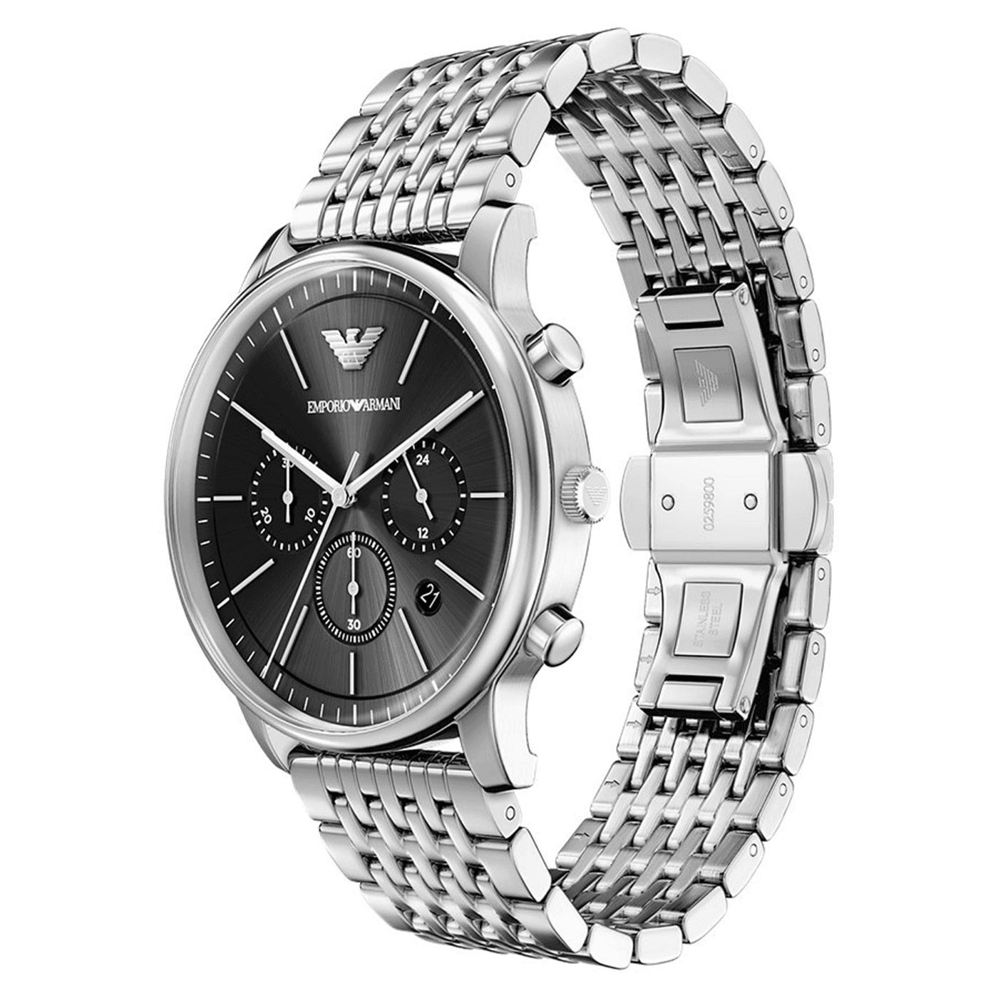 Механические часы EMPORIO ARMANI Часы на запястье Кварцевый механизм Нержавеющая сталь Шнуровка 42 мм Черный циферблат Мужские часы - изображение 3