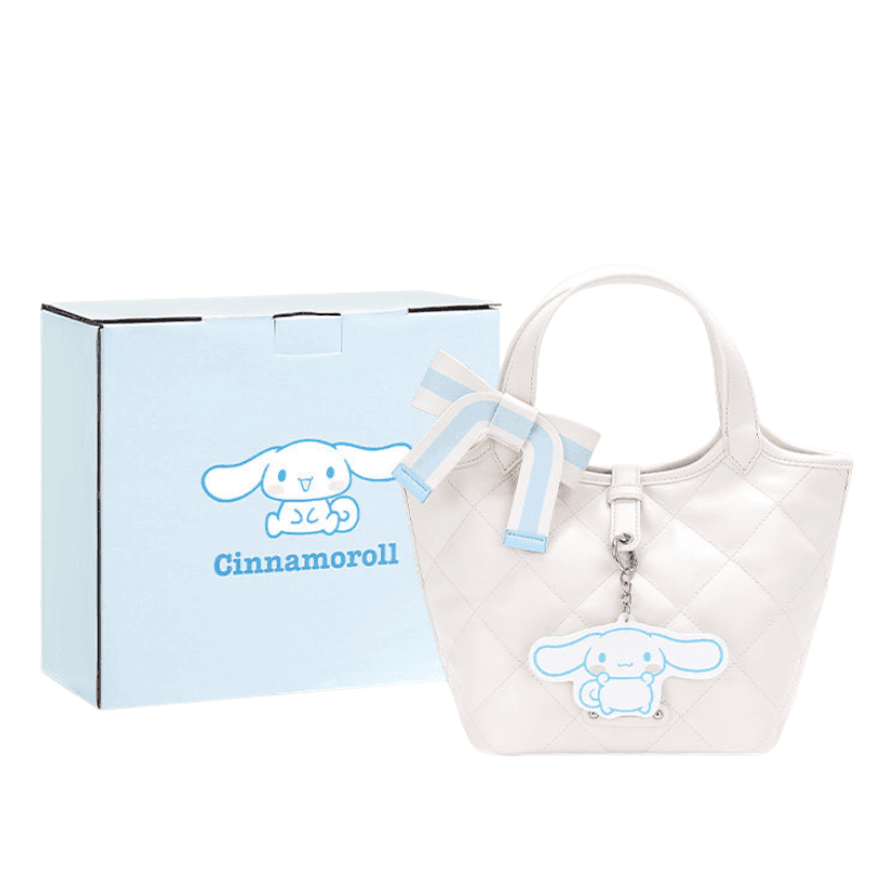 Сумка Sanrio Cinnamoroll Милый и симпатичный бант модный ромбовидный узор универсальный PU сумки обычный женский белый - изображение 2