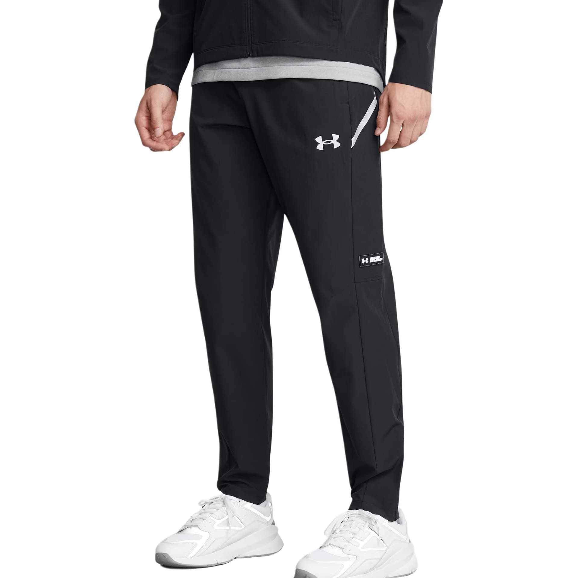Штаны Under Armour Ткани вязаные FW24 Повседневные штаны Мужские Черные Светоотражающие - изображение 4