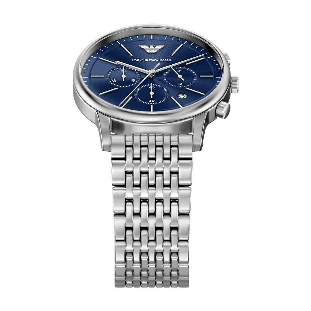 Механические часы EMPORIO ARMANI Часы на запястье Кварцевый механизм Нержавеющая сталь Шнуровка 42 мм Синий циферблат Мужские часы - изображение 2