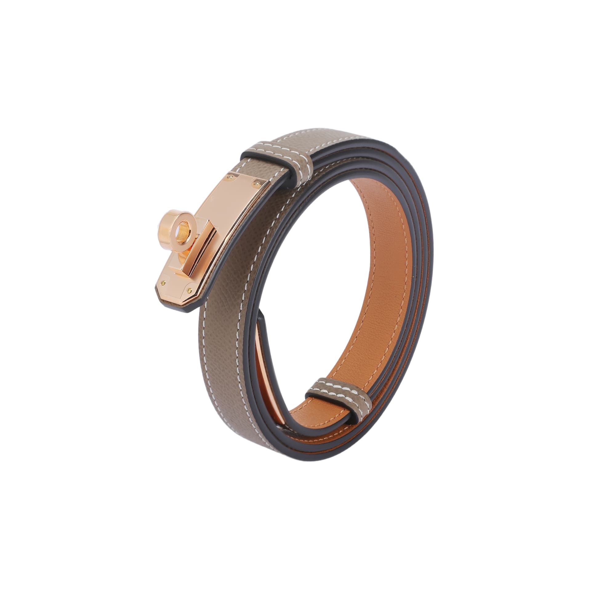 Ремень Hermes Kelly Belt Epsom Elephant Grey Rose Gold - изображение 3