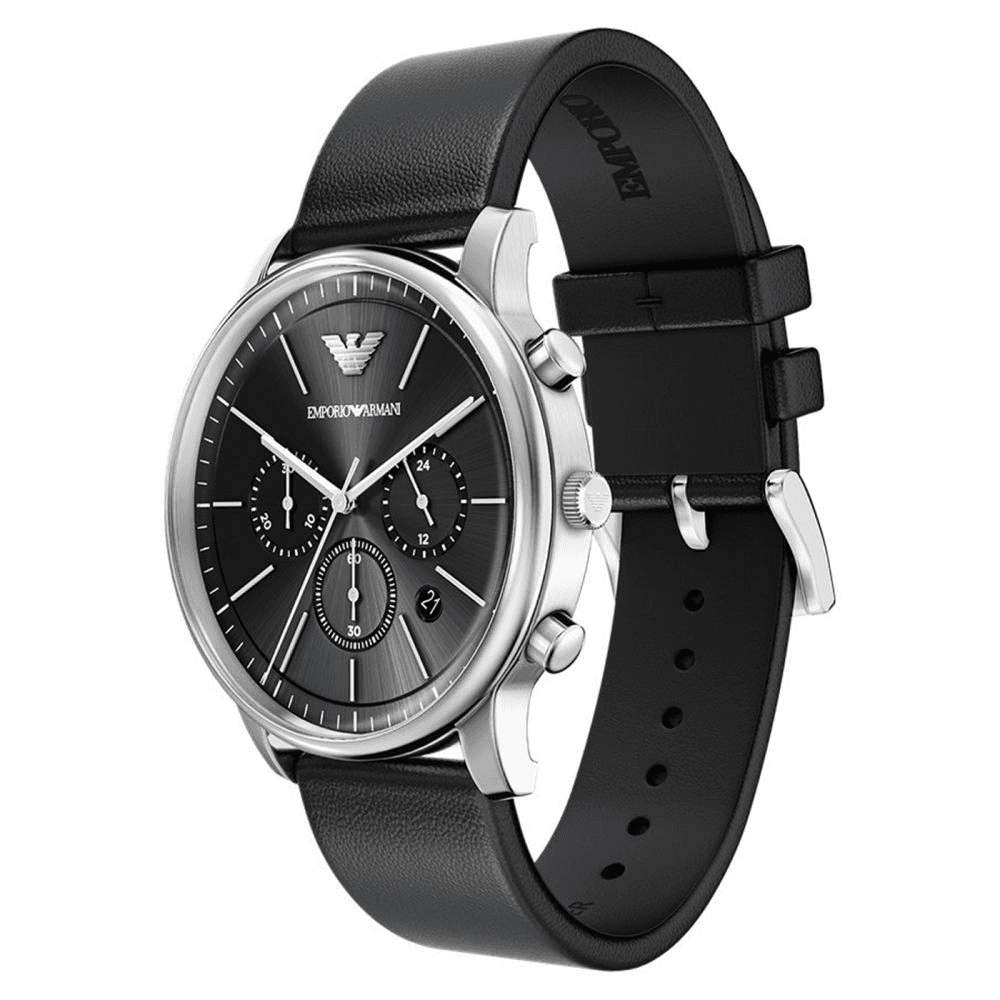 Механические часы EMPORIO ARMANI Часы с ремешком на запястье кварцевый механизм кожаный ремешок 42 мм черный циферблат мужские часы - изображение 3