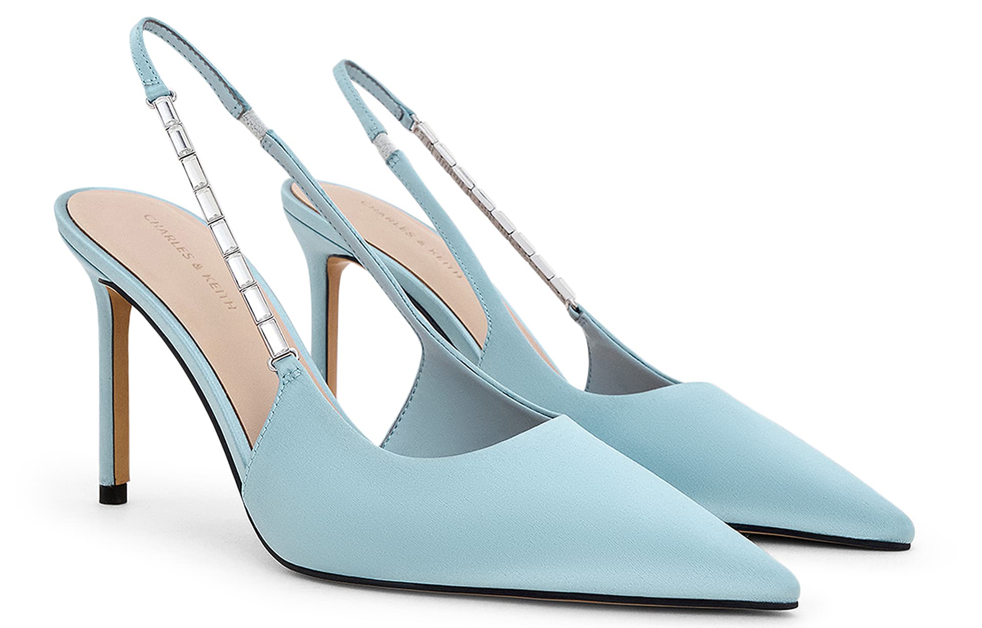 Шлёпанцы CHARLES&KEITH Элегантные женские сандалии с цепочкой и заостренным носком на высоком каблуке 9,1 см из искусственной кожи PU - изображение 2