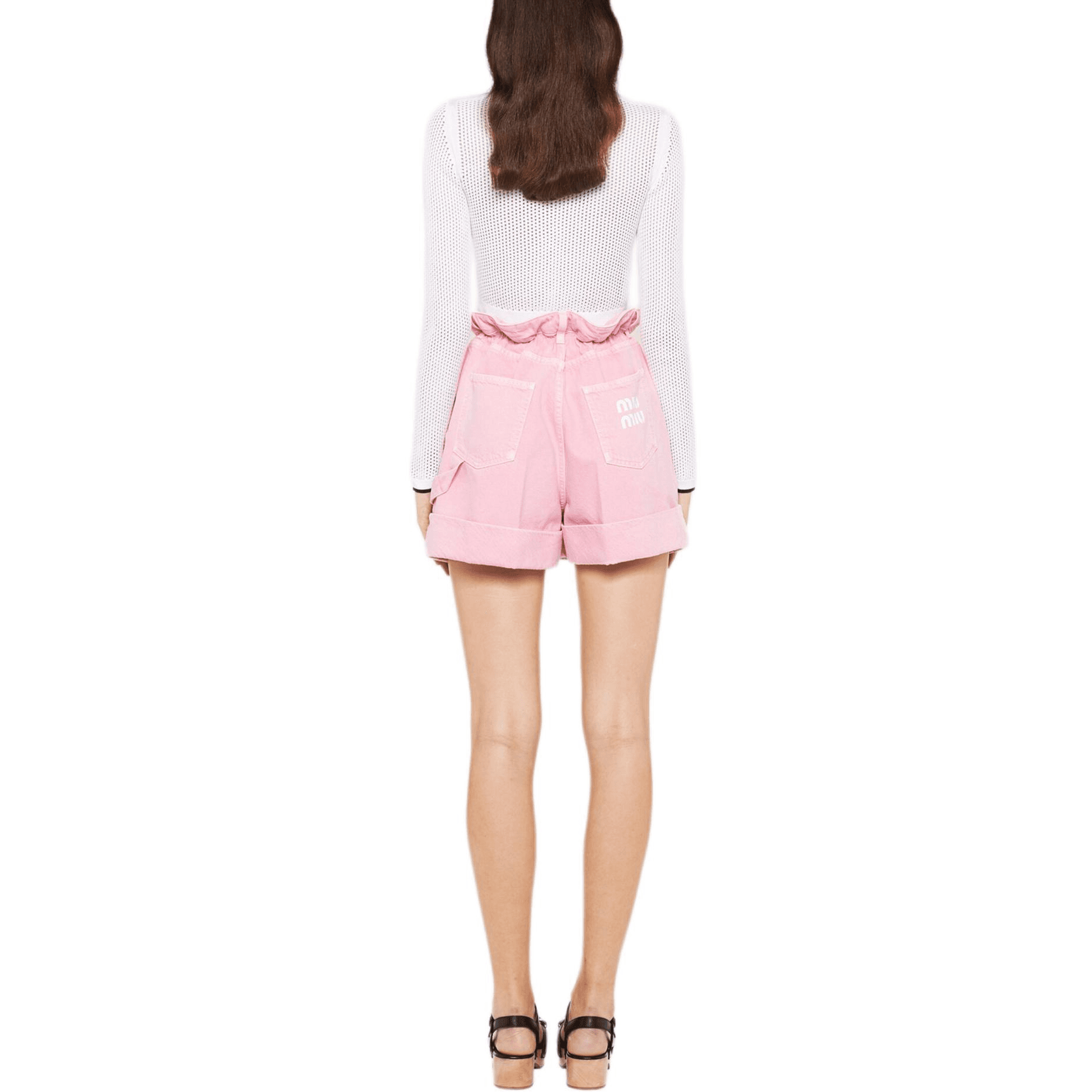 Шорты Miu Miu SS22 Logo Print Shorts Pink - изображение 3