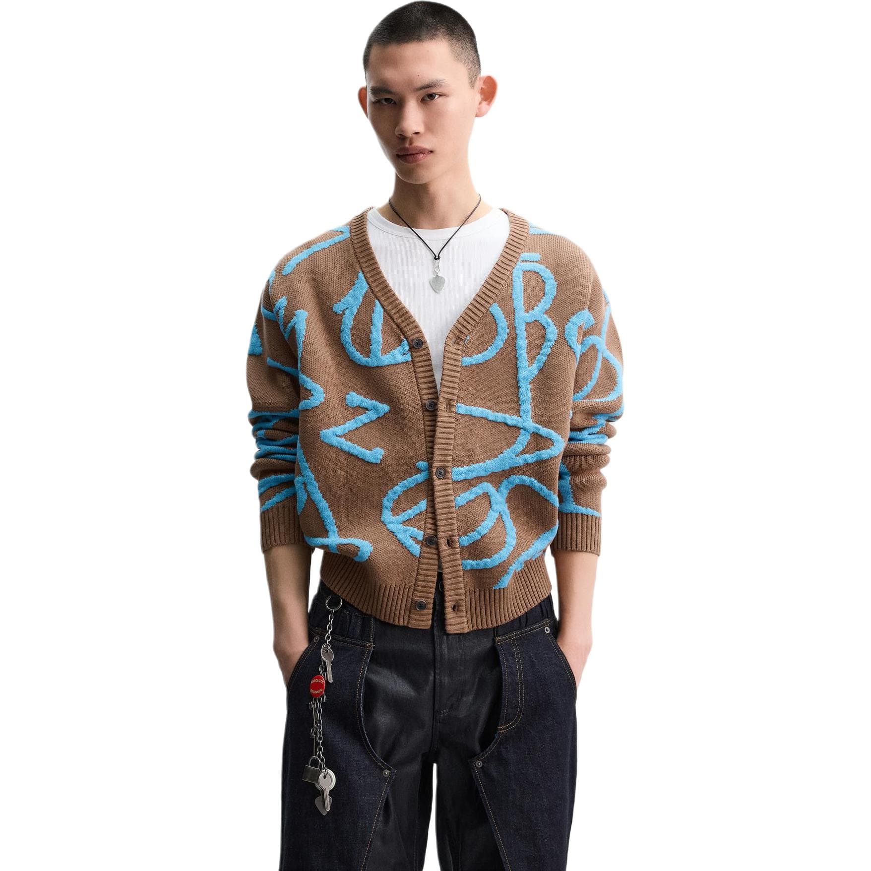 ZARA x ANDERSSON BELL SS25 Jacquard Knit Cardigan Brown - изображение 5