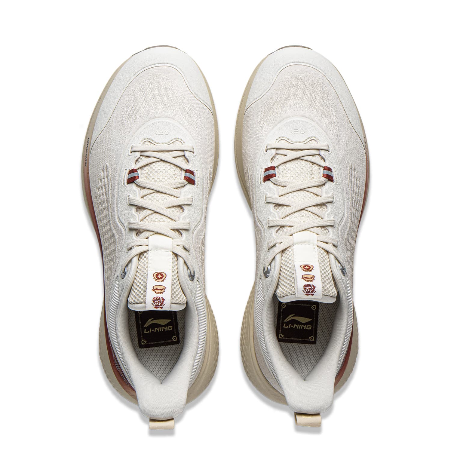 Кроссовки Li-Ning SOFT GO 3 CNY Винтаж Универсальный Модный тренд Классический Увеличение роста Лоу-топы Повседневный Мужской Бело-серый - изображение 4