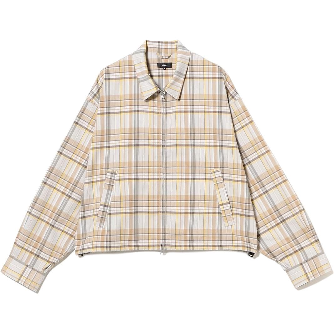 Куртка Beams SS26 Check ZIP UP Блоузон [Широкий Короткий Крой] Куртки Пальто Унисекс - изображение 3