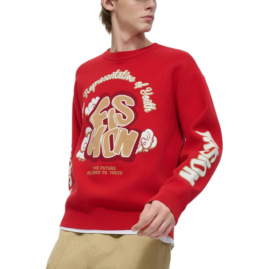 Кофта FILA FUSION Культура FW24 Свитер Унисекс Красный - изображение 4