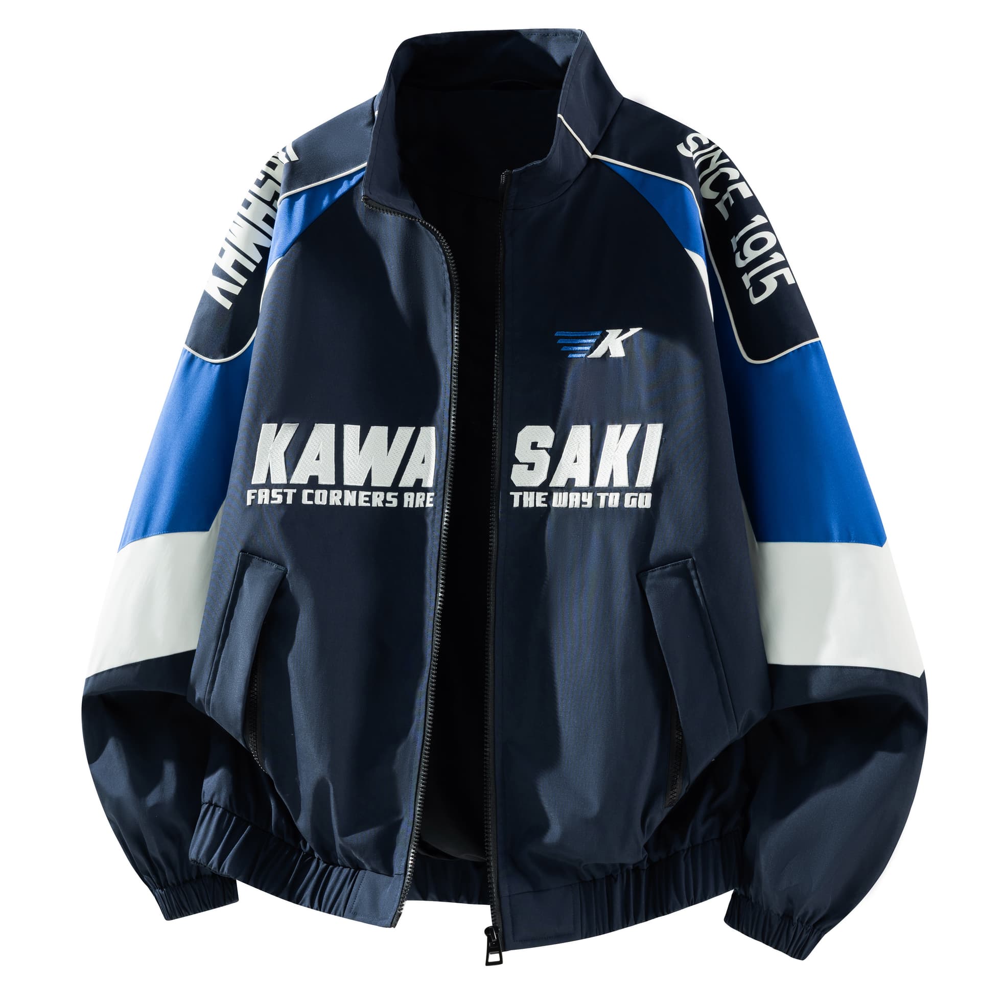 Куртка Kawasaki x Кавасаки Американский винтаж Люксовая уличная мода Многоцветный Унисекс Воротник-стойка Ветрозащитный Гоночные костюмы / Мотоциклетные костюмы Куртки & Пальто - изображение 1