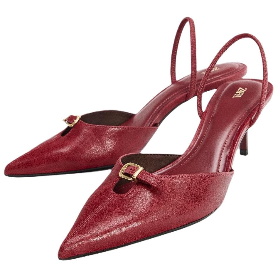 Туфли ZARA PU (полиуретан) Узкий каблук Высокие каблуки 7 см Женские Красный - изображение 3
