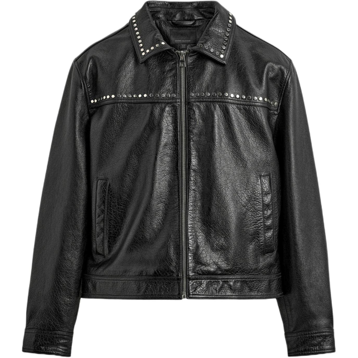 Кожаная куртки ZARA Черные Мужские Кожаные Куртки - изображение 1