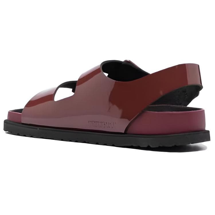 Шлёпанцы Birkenstock 1774 Лак Кожаные Сандалии с Одинарной Шнуровкой Унисекс Красные Узкие - изображение 4