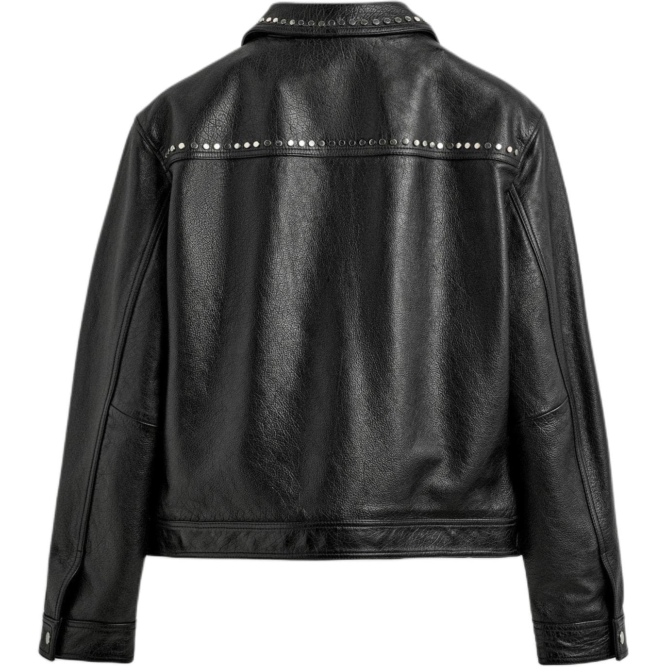 Кожаная куртки ZARA Черные Мужские Кожаные Куртки - изображение 2