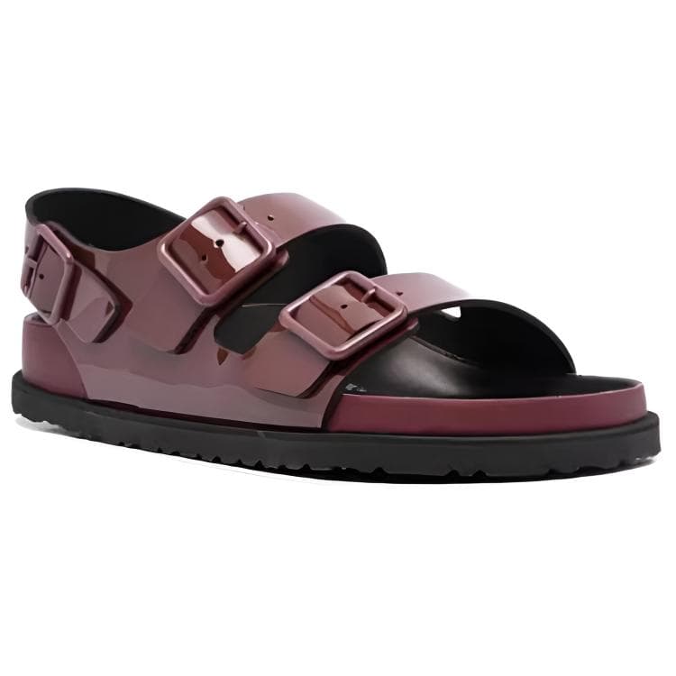 Шлёпанцы Birkenstock 1774 Лак Кожаные Сандалии с Одинарной Шнуровкой Унисекс Красные Узкие - изображение 5