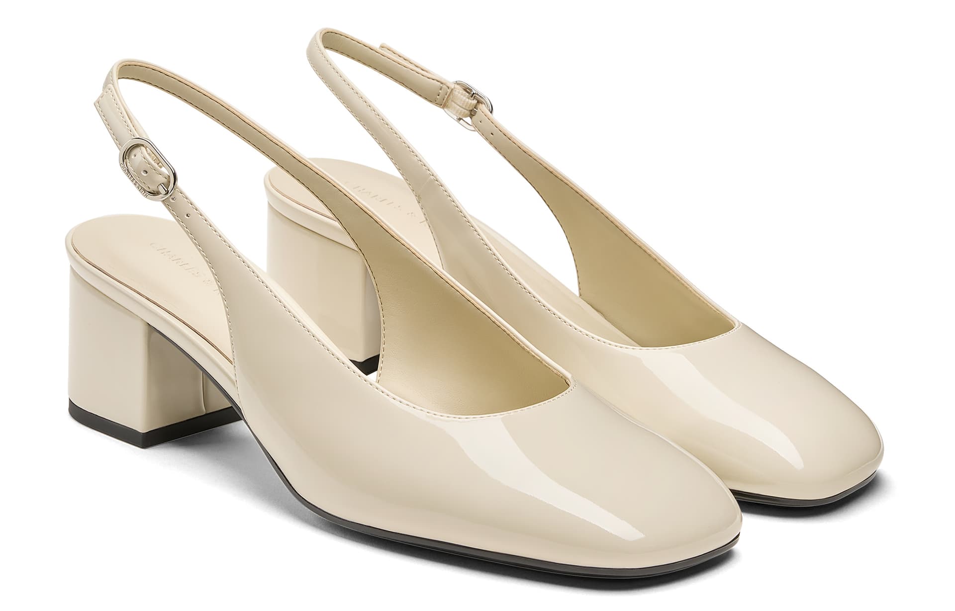 Туфли CHARLES&KEITH Весенние лакированные блестящие босоножки на грубом каблуке 5см женские - изображение 2