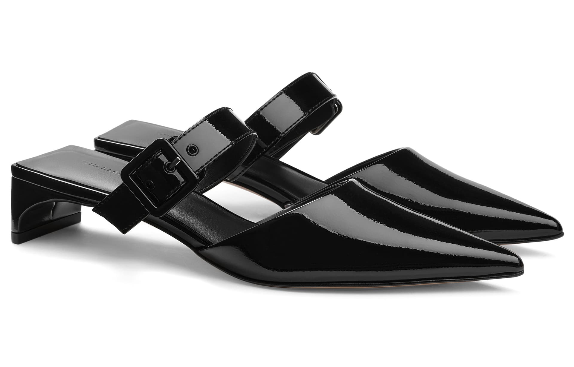 Сандалии CHARLES&KEITH Весна заостренный носок лакированная кожа высокий каблук Müller 4см композитная подошва закрытый носок тапочки женский - изображение 2