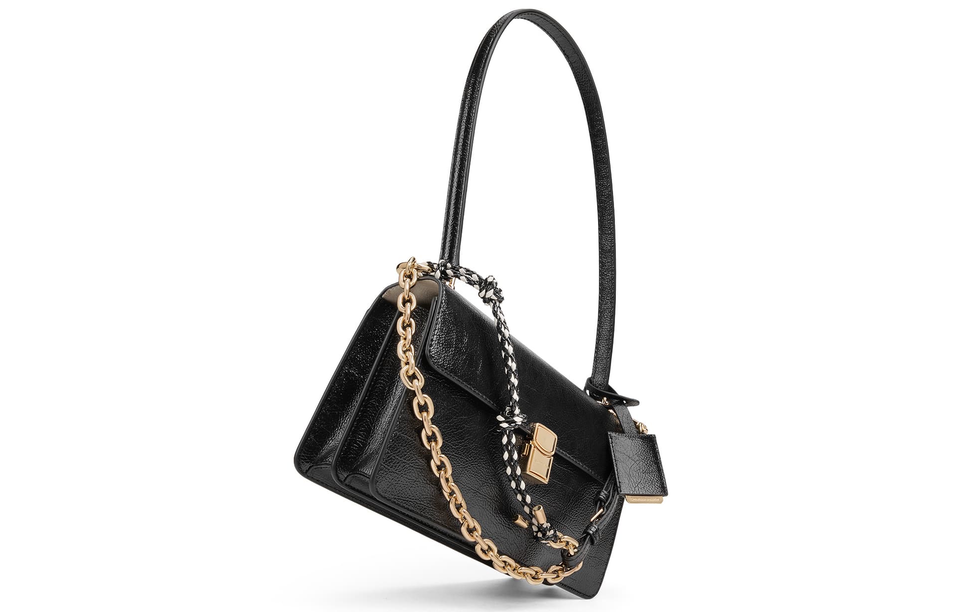 Мини-сумка CHARLES&KEITH Средний женский многоцветный плечевой PU-сумка с цепочкой и узлом для весенних будней - изображение 3