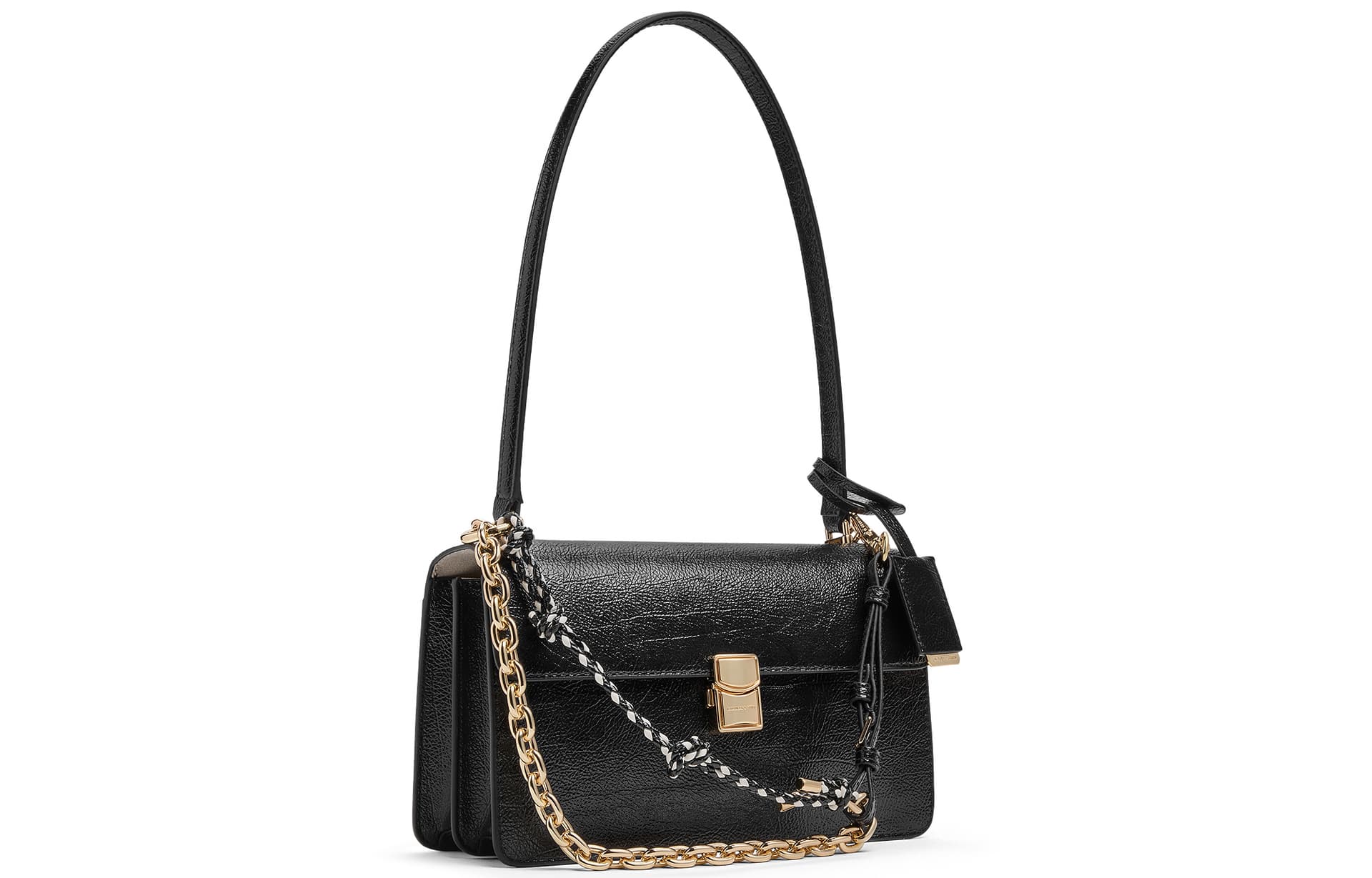 Мини-сумка CHARLES&KEITH Средний женский многоцветный плечевой PU-сумка с цепочкой и узлом для весенних будней - изображение 2