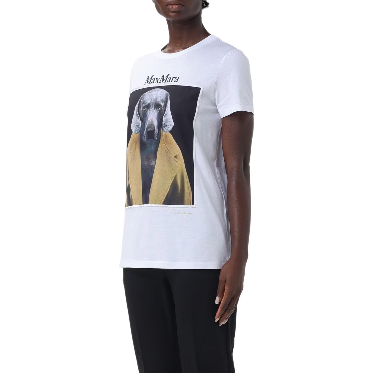 Футболка MaxMara Animal Print Crew Neck T-Shirt White - изображение 4