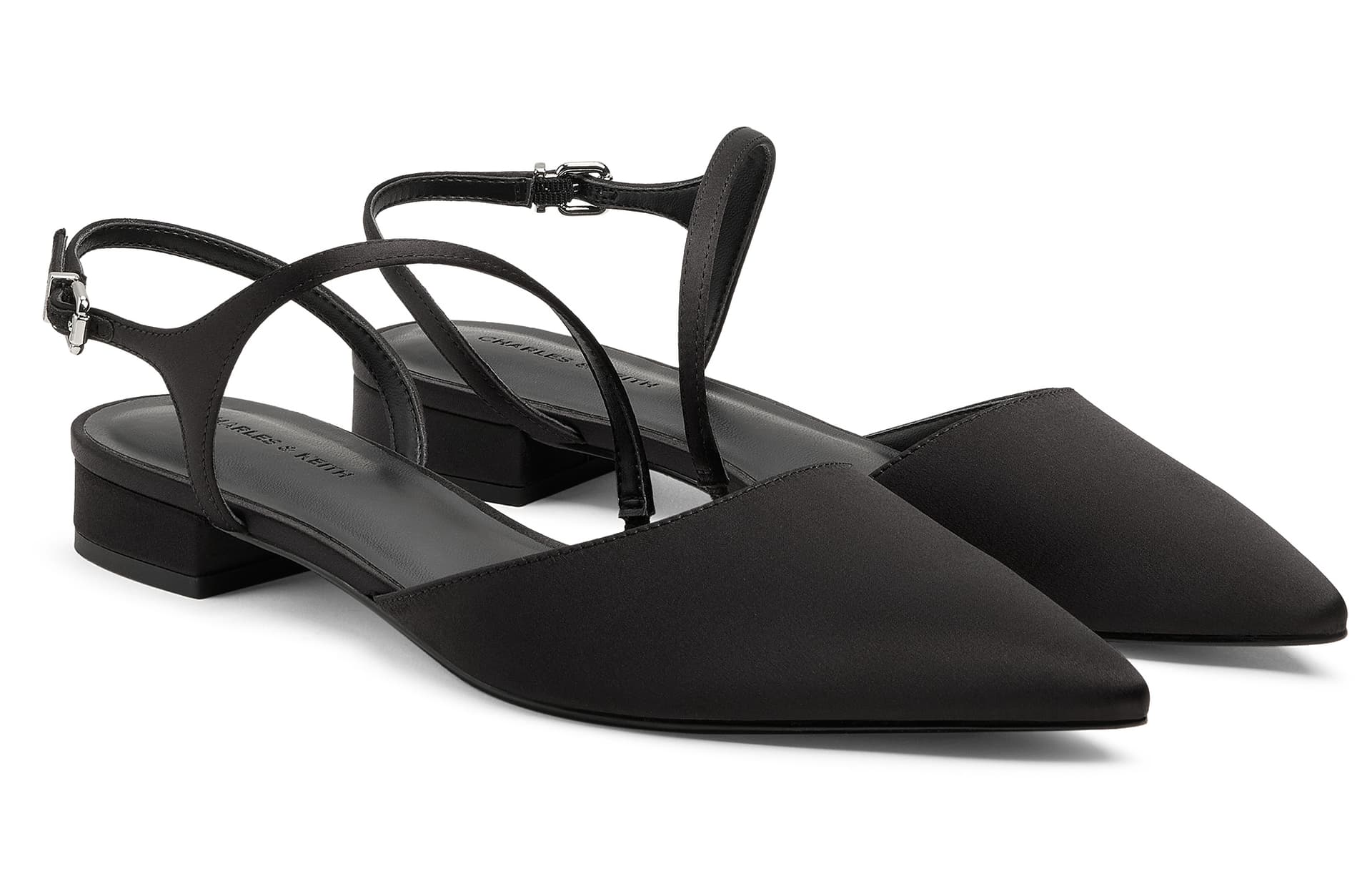 Тапочки CHARLES&KEITH PU ткань Весенние сандалии с острым носком и плоской подошвой Женские повседневные туфли 2,5 см - изображение 2