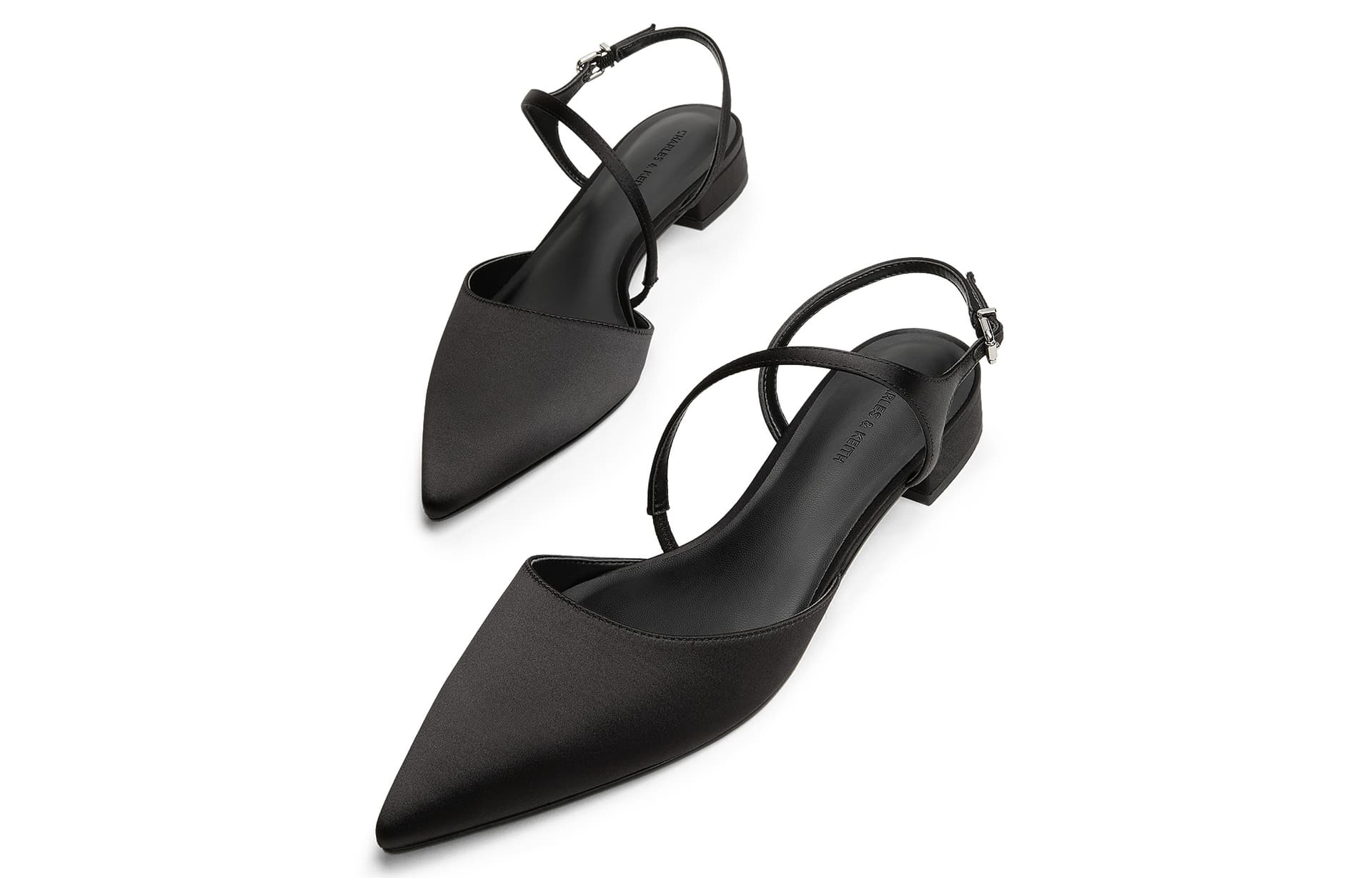 Тапочки CHARLES&KEITH PU ткань Весенние сандалии с острым носком и плоской подошвой Женские повседневные туфли 2,5 см - изображение 3