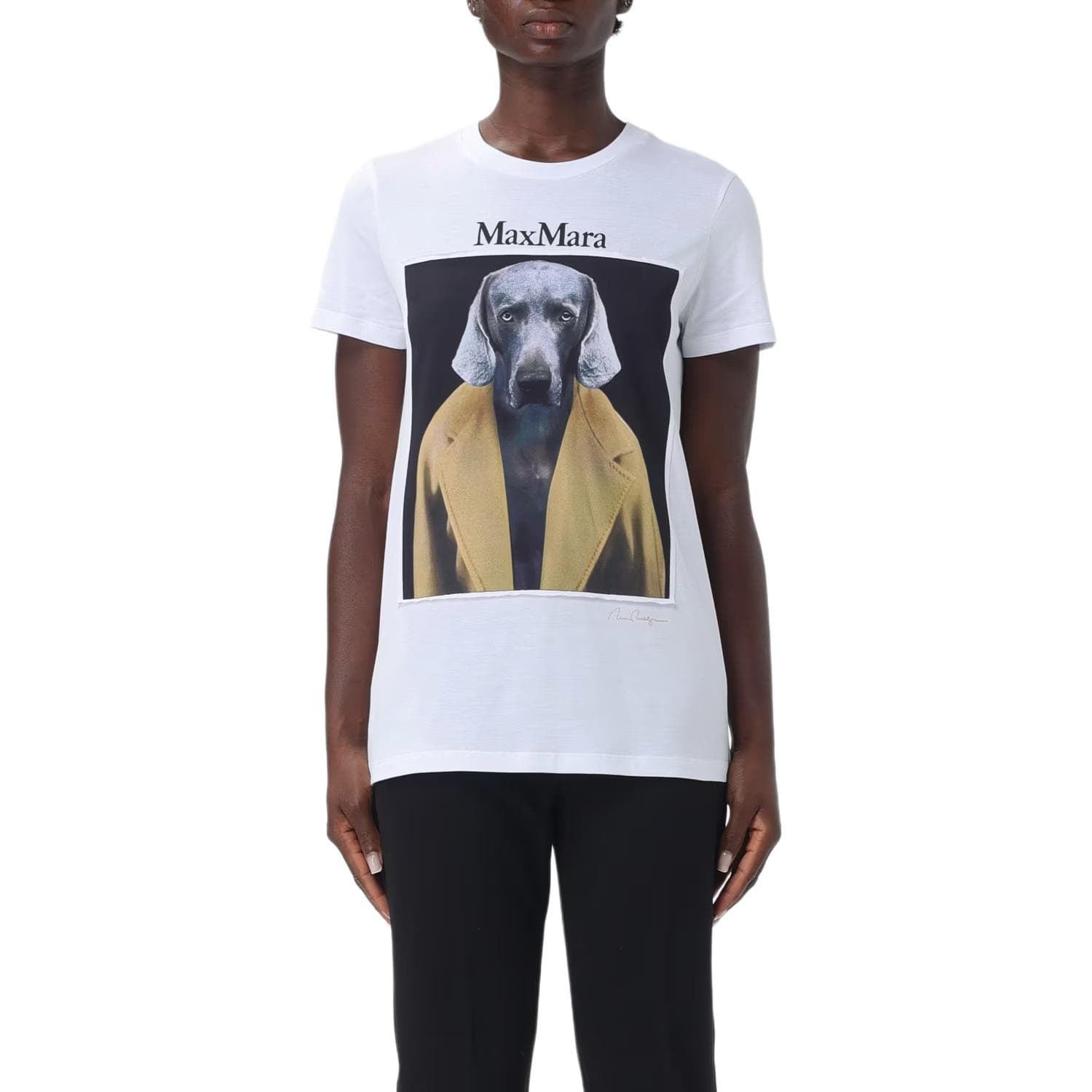 Футболка MaxMara Animal Print Crew Neck T-Shirt White - изображение 3
