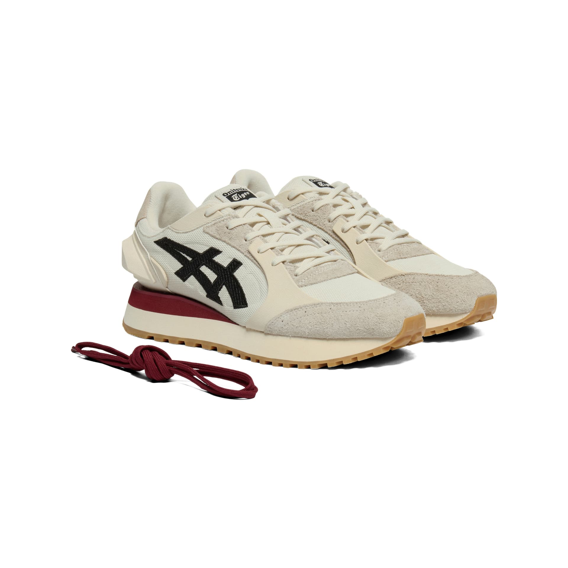 Кроссовки Onitsuka Tiger Moage Co Текстиль Спилок коровьей кожи Повседневная обувь Унисекс Бежевый черный - изображение 3