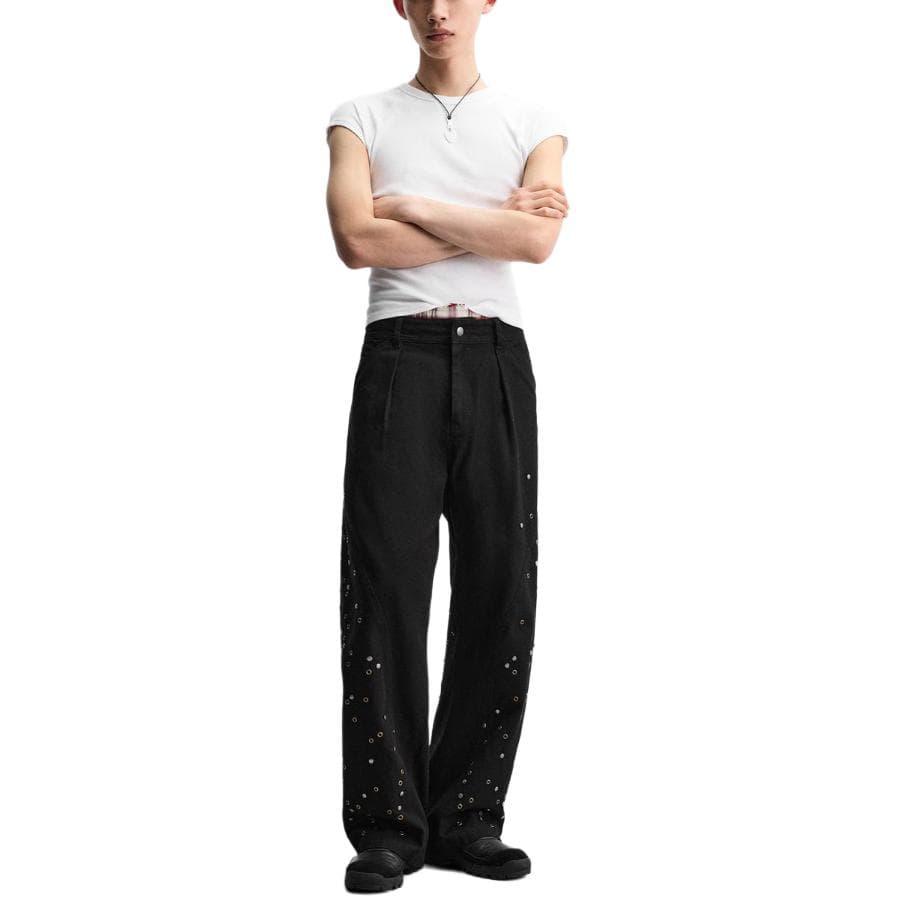 Штаны ZARA x ANDERSSON BELL SS25 Повседневные брюки Мужские Черные - изображение 4