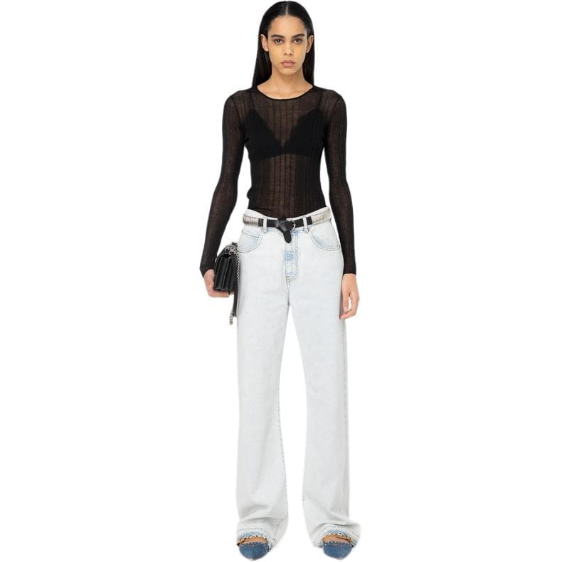 Футболка PINKO Semi-Transparent Ribbed Sweater T - изображение 1
