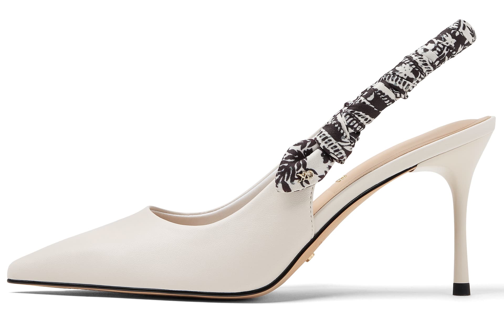 Туфли CHARLES&KEITH Французский острый нос сандалии на узком каблуке 8,2 см из текстиля и овечьей кожи с шелковым шарфом - изображение 4