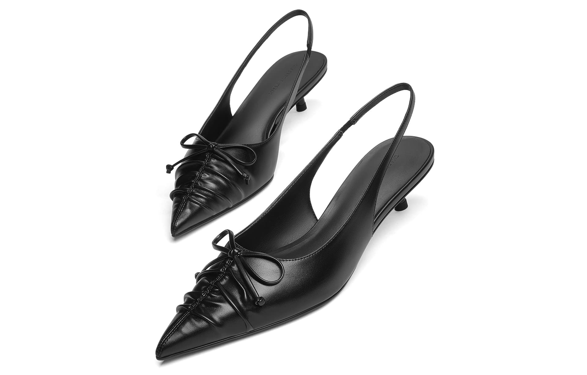 Туфли CHARLES&KEITH Весенние сандалии с заостренным носком, оборками, бантом и низким каблуком 4 см - изображение 3