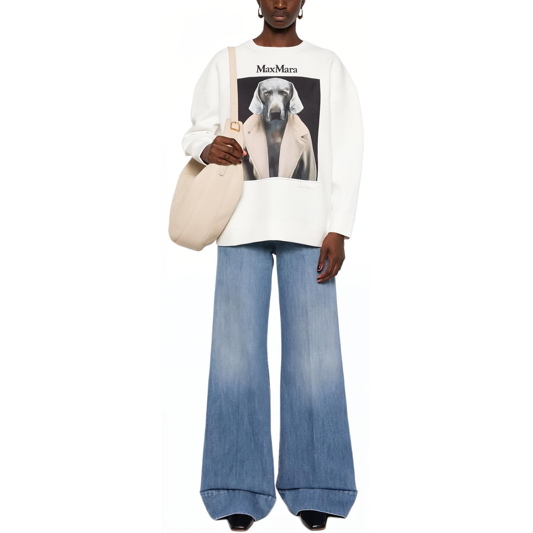 Худи MaxMara x William Wegman Bacco Худи-ханьфу Платье Женское Светло-бежевый - изображение 2